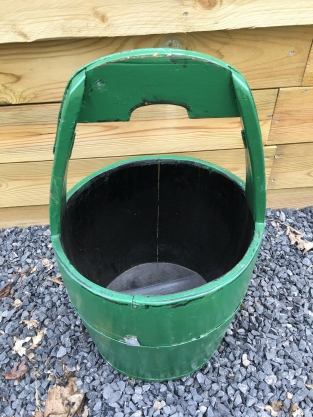 Vintage Wooden Bucket - Green - Height 60 cm